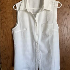 Allegra K White Sleeveless Blouse